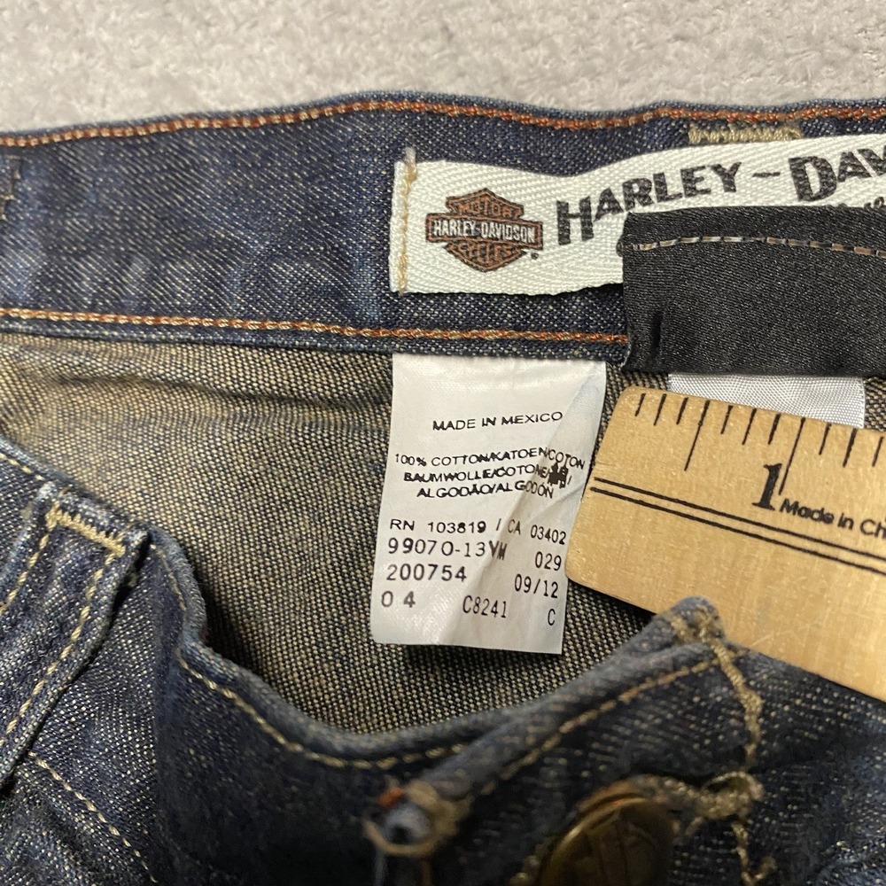 Harley Davidson Denim Shorts Mens 36 Baggy Bike Motorcycle Grunge Y2K - Picture 7 of 8